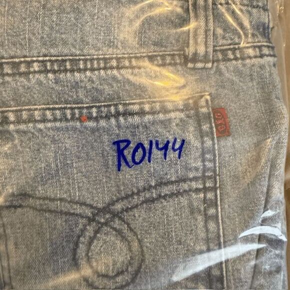 Vintage Y2K OTB One Tuff Babe Jeans Pink Paint Split Hem Medium Wash Size 7/8 - Picture 14 of 14